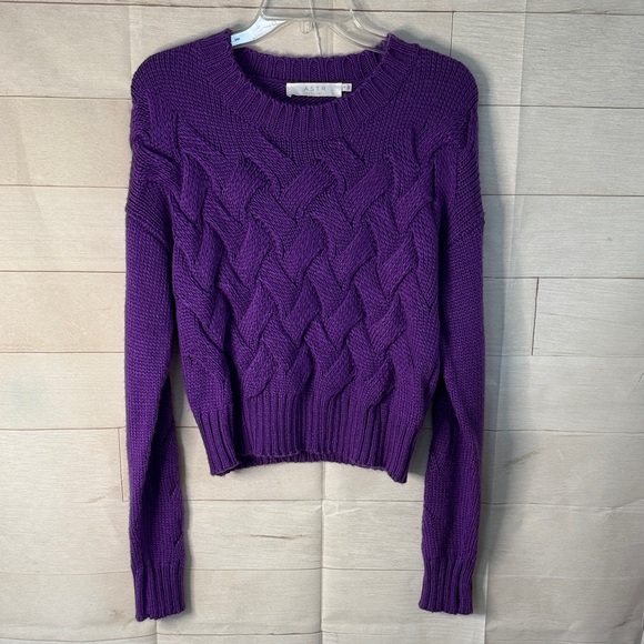 Astr Deep Purple Cable Knit Sweater - Picture 2 of 4